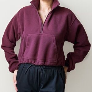 TNA Burgundy Plum Quarter-Zip Fleece Pullover Size 2XS